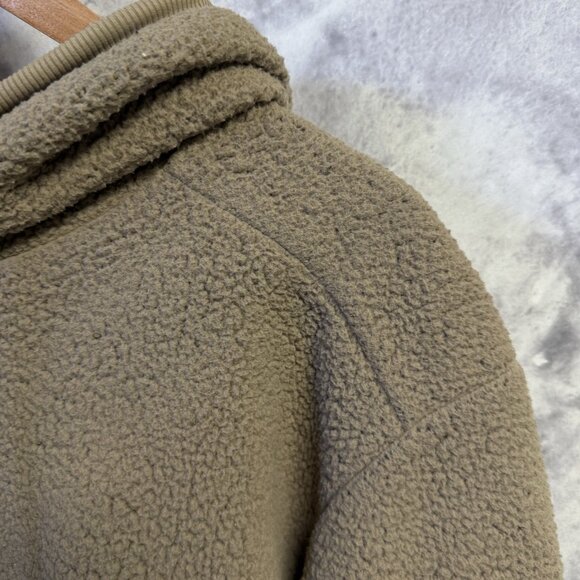 Alo Fleece Sweatshirt Jacket Medium 22.5x26.5 Brown Micro Sherpa Yoga - Picture 4 of 16